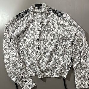 Rag & Bone Size S long sleeve top, sides zippers, Monochrome Patterned Blouse